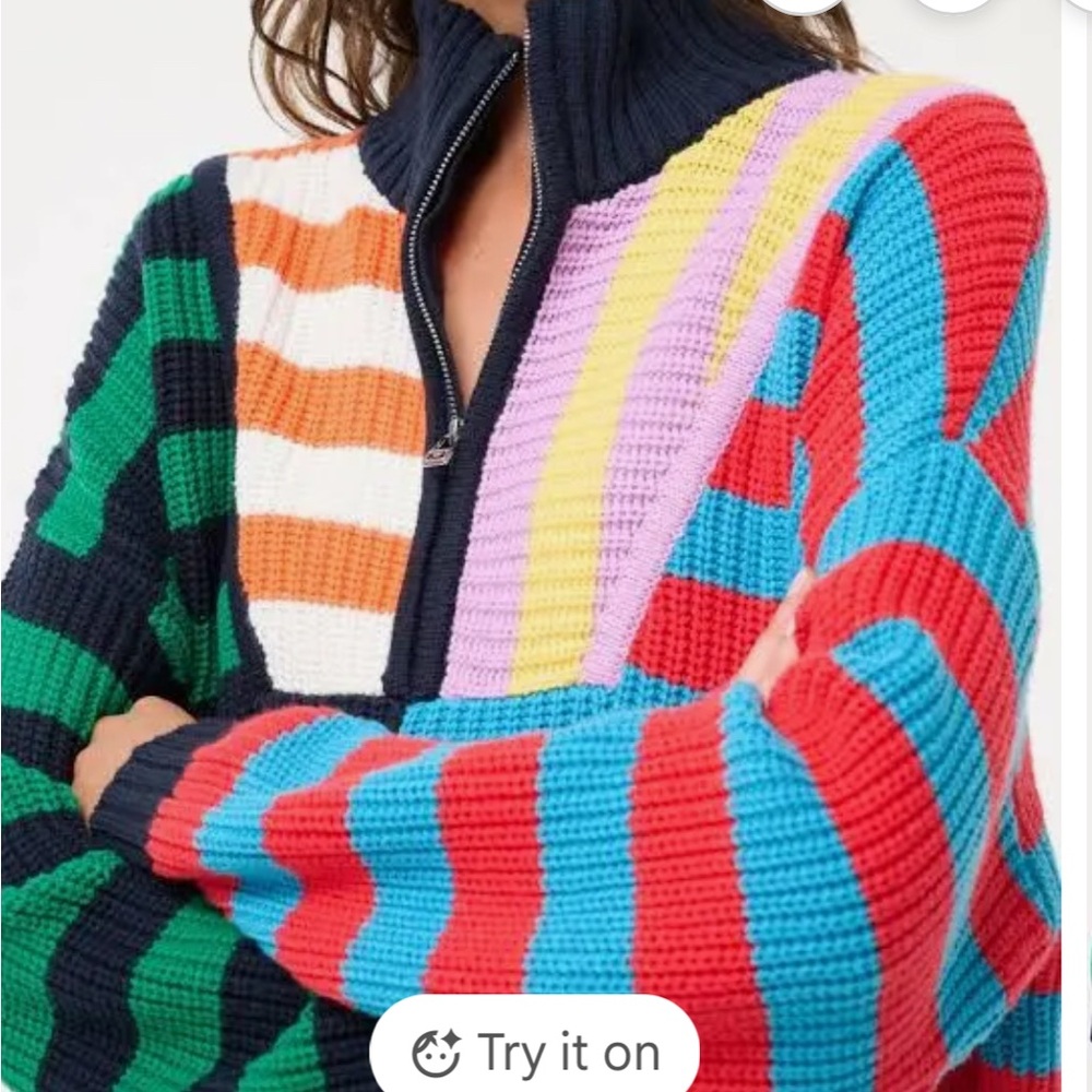 STAUD Multicolor Striped Turtleneck Sweater. NWT